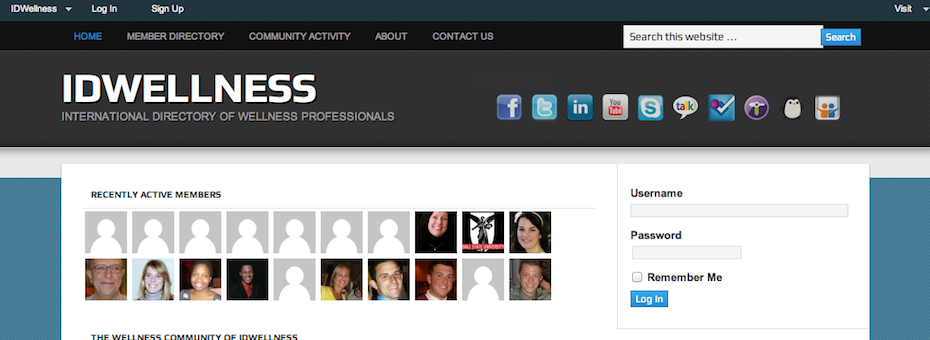 IDWellness is the International Directory of Wellness Professionals is a professional online community, open to anyone around the world who is involved in wellness.